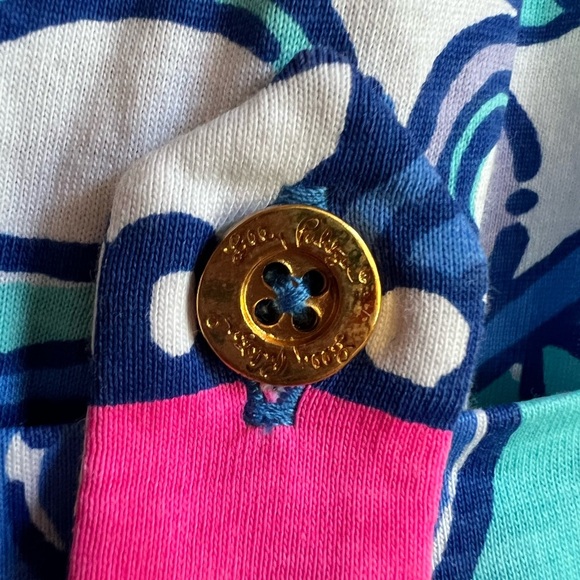 Lilly Pulitzer Pima Cotton Linden Dress "Sea Jewels" 3/4 Sleeves, Blue/Pink, S - Picture 7 of 7